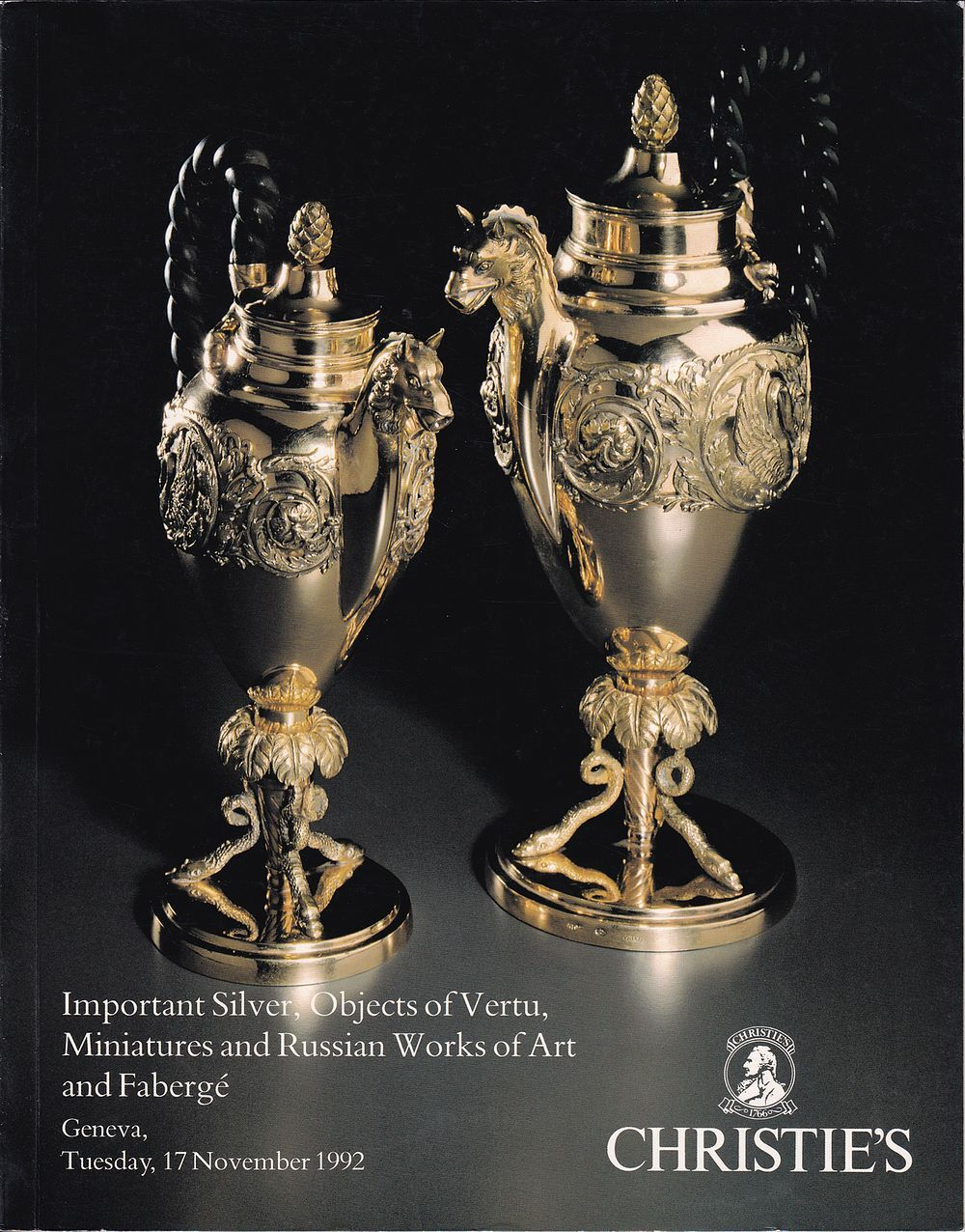 Каталог аукциона Christie’s, Женева, Шедевры серебра, предметы роскоши, миниатюры, русское декоративно-прикладное искусство и Фаберже от 17 ноября 1992 года
