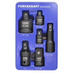 Адаптеры ударные, кардан ударный, удлинитель ударный, набор 6пр. FORCEKRAFT FK-4068MPB