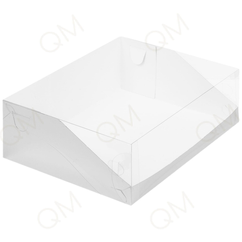 Коробка под торт с пластиковой крышкой 310*235*100 мм белая, 50 шт