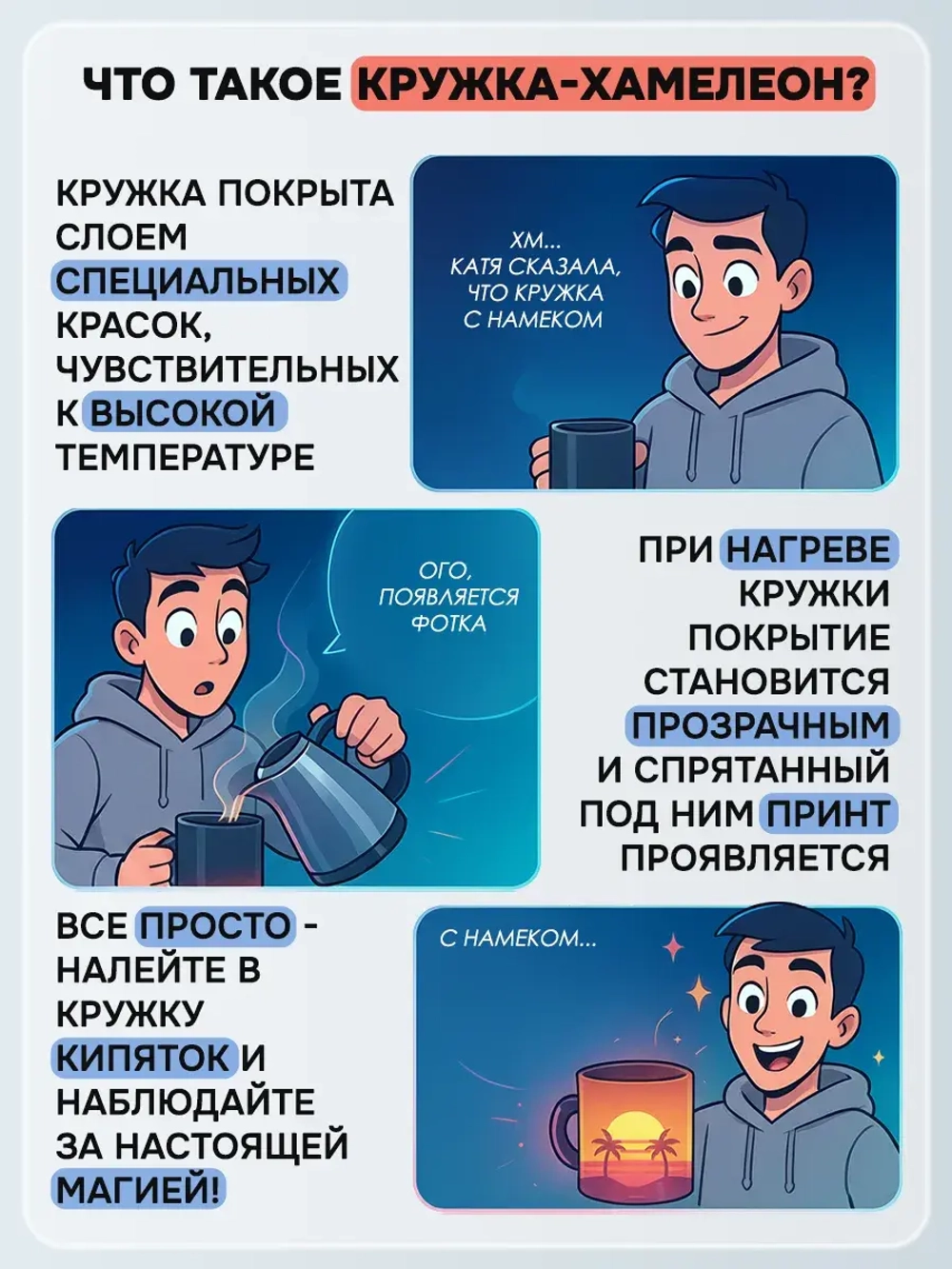 Кружка хамелеон с фотографией и своим принтом на заказ