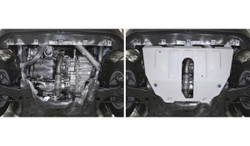 Защита картера и КПП Rival для Jeep Compass II (V - 2.4 (150 л.с.)) 4WD 2017-н.в./Jeep Renegade (V - 1.4 (170 л.с.)) 4WD 2014-2018 2018-н.в., штампованная, алюминий 4 мм, с крепежом, 333.2743.1