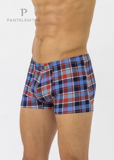 Трусы мужские боксеры Pantelemone PMH-1230,клетка темно-синяя/бордовая