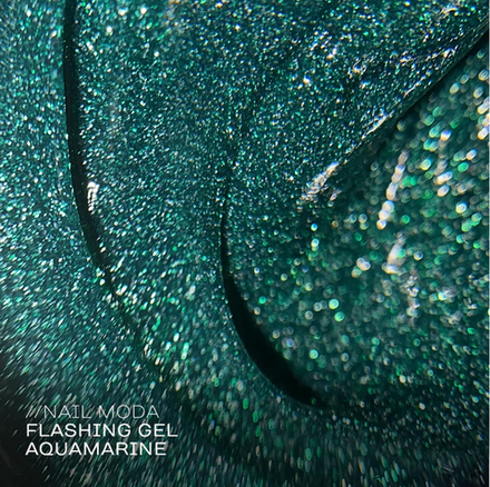 Nail Moda Flashing Builder Gel Aquamarine - Гель моделирующий светоотражающий, 15мл
