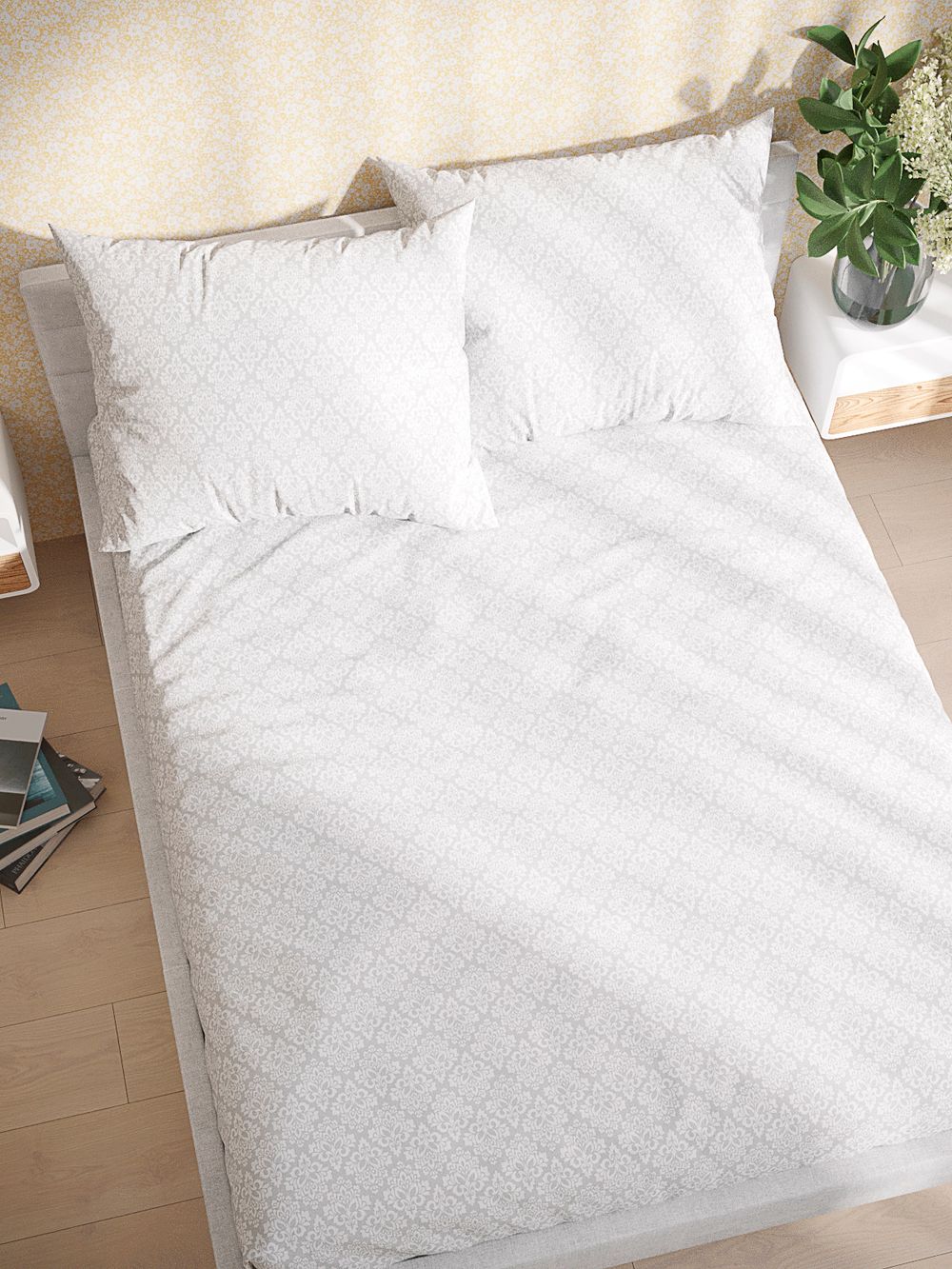 Постельное белье перкаль Сказка "Klassik" евро Наволочка 50х70 см 2 шт Простынь на резинке 180x200 см Пододеяльник 200x215 см