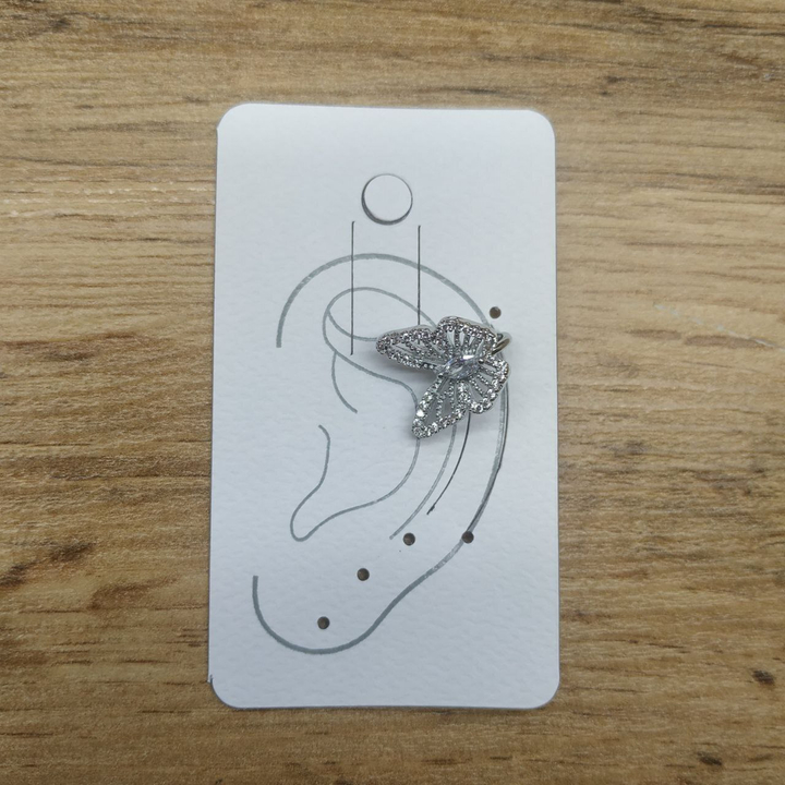 Серьга-кафф Mini Бабочка кристалл стразы металл серебристый