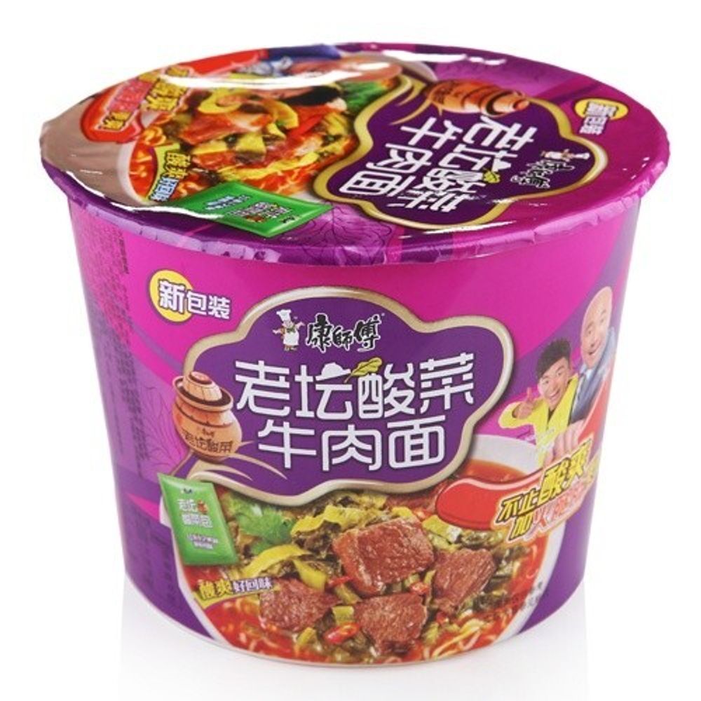 Лапша  со вкусом  квашеной капусты и говядины Kangshifu стакан 122г