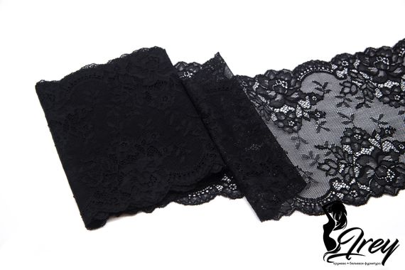 0398 ОПТ Кружево эластичное 17 см, классика, Италия, черный