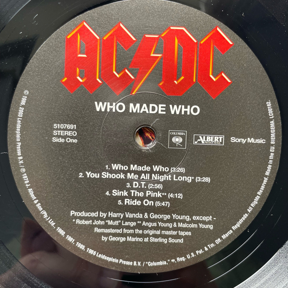 Винтажная виниловая пластинка LP AC DC Who Made Who (Европейский Союз 2009)
