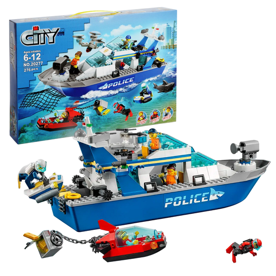 Конструктор Cities "Катер полицейского патруля", 276 дет.