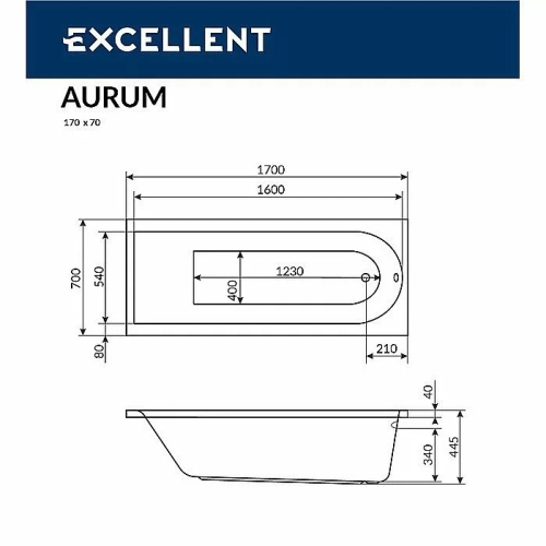 Ванна Excellent Aurum 170x70 WAEX.AUR17WH белая