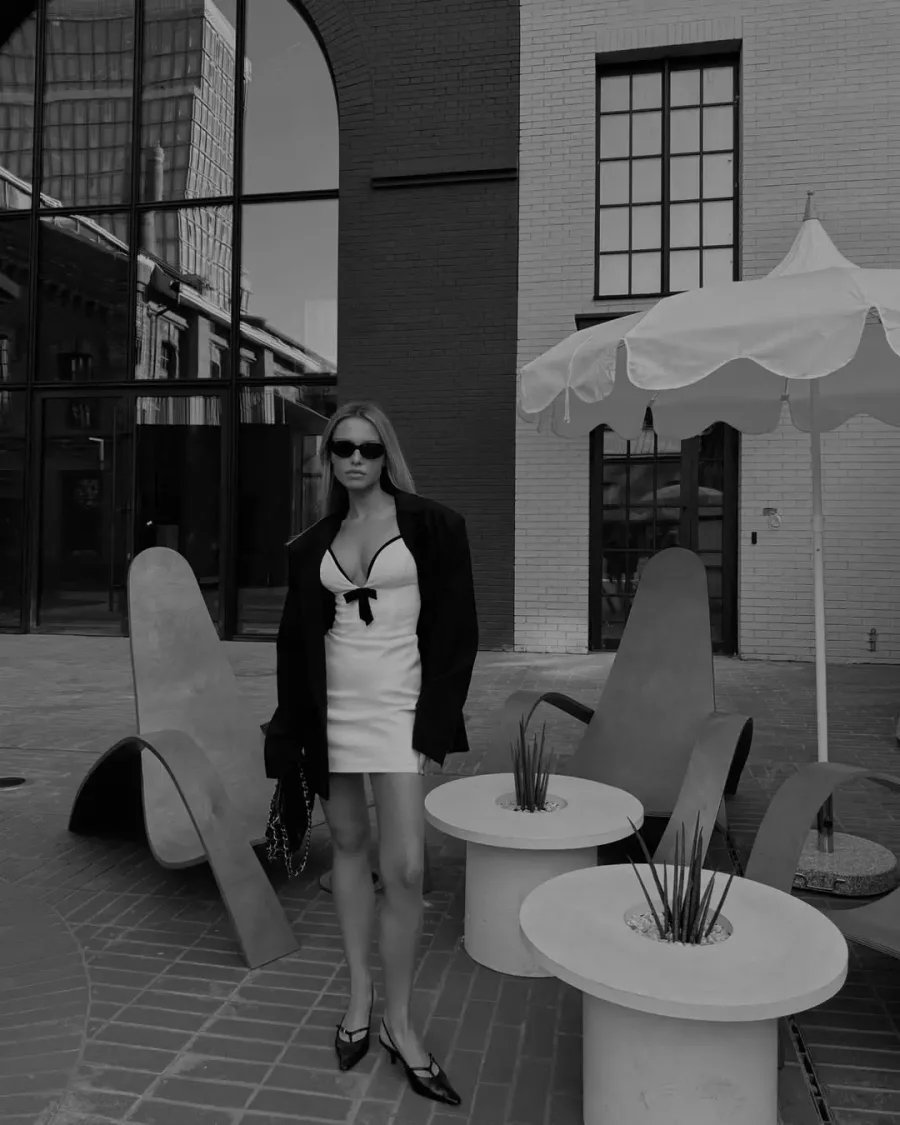 Корсетное платье мини с бантом, Белый