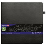 Скетчбук А5, 80л, книжный переплет, пл. 140гр, черная бумага, Brauberg Art Кожзам