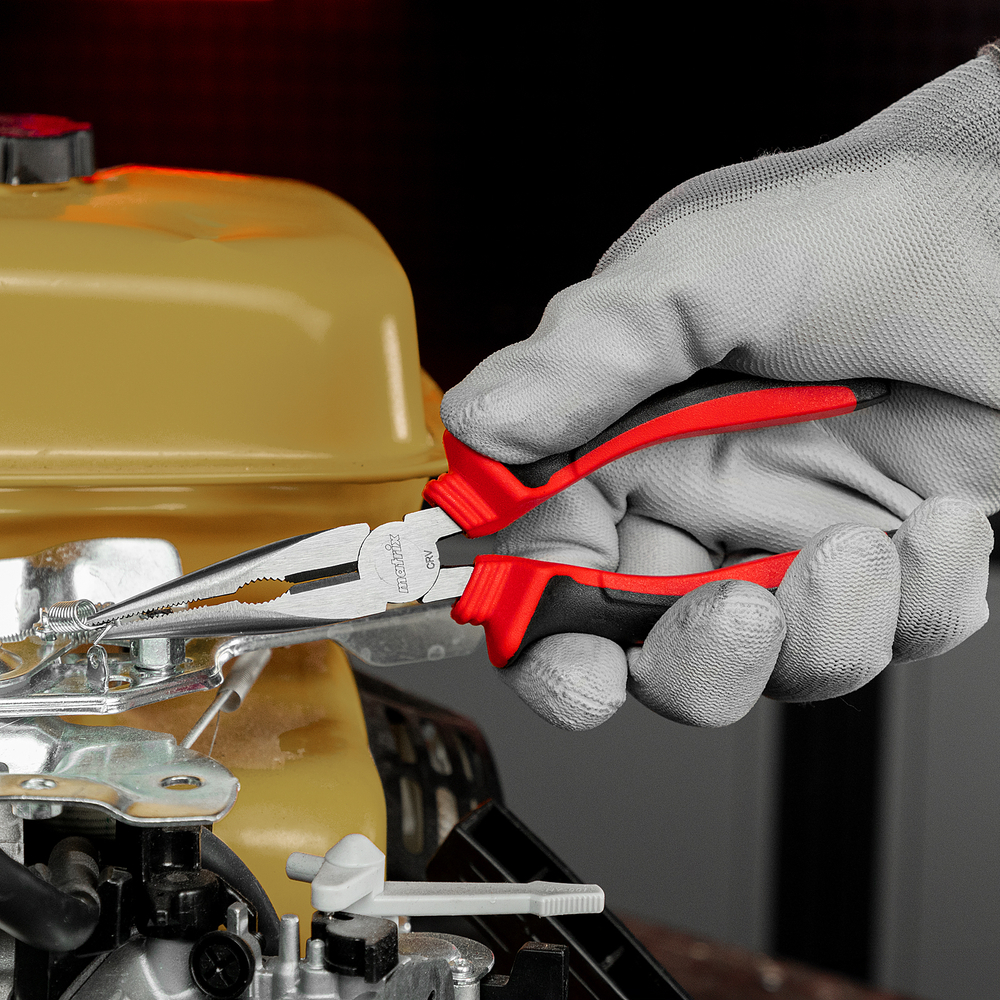 Длинногубцы прямые, 160 мм, хром-ванадий, двухкомпонентные рукоятки Matrix