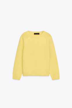 ZARA БАЗОВЫЙ СВИТЕР, ЖЕЛТЫЙ