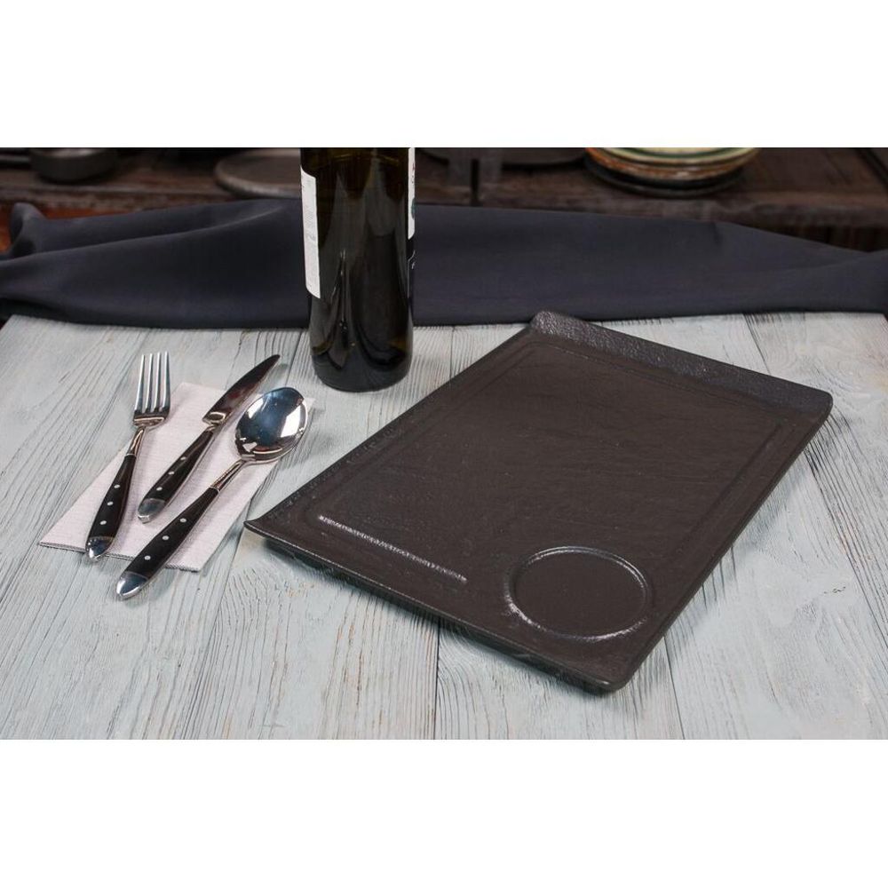 Блюдо прямоугольное 35*24 см h2,2 см борт Side Up2 с выемкой для соусника   P.L. [3]