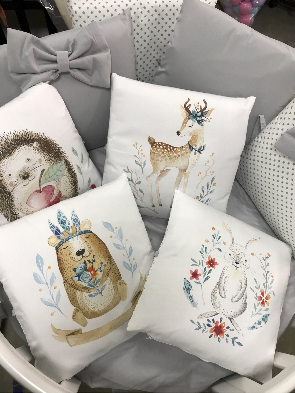 Комплект в кроватку 18 предметов "Животные", сатин