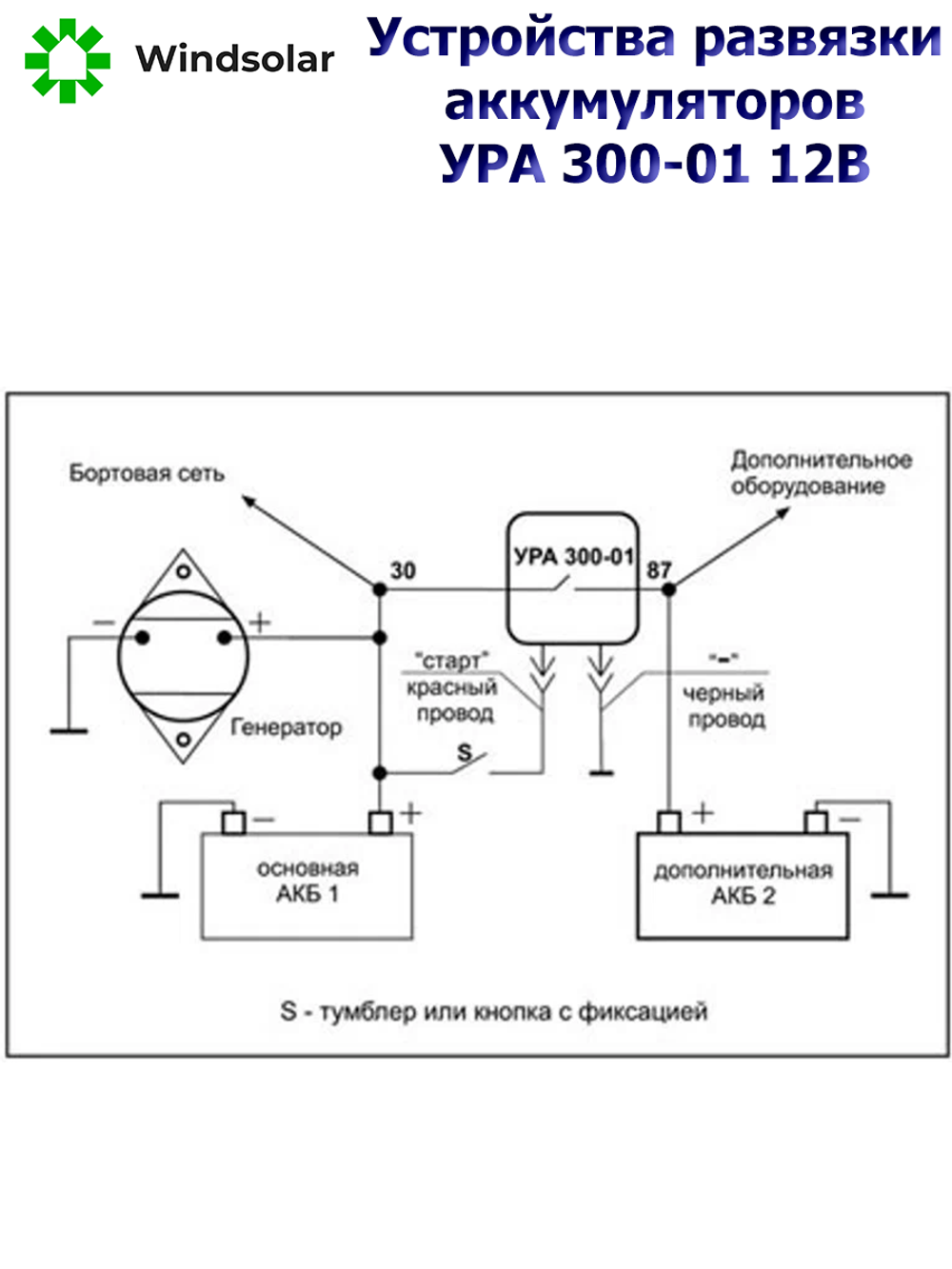 Устройство развязки аккумуляторов УРА 300-01 ЭНЕРГОМАШ (12В / Ном. 200А / Макс 300А)