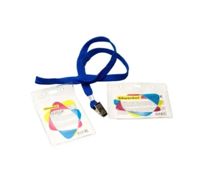 Бейдж гориз. 80*110 Silwerhof на шнурке темно-синий 380003