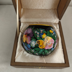 Вазочка с ручной росписью Палех "Анютины глазки"