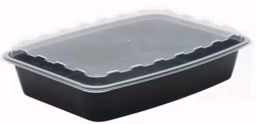 Контейнер 1300мл с крышкой прямоугольный Черный, 100шт/кор