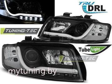 Передние фары tube lights black tru drl для Audi A4 B6