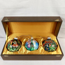 Набор из 3-х ёлочных шаров  "Сказки" с росписью Палех