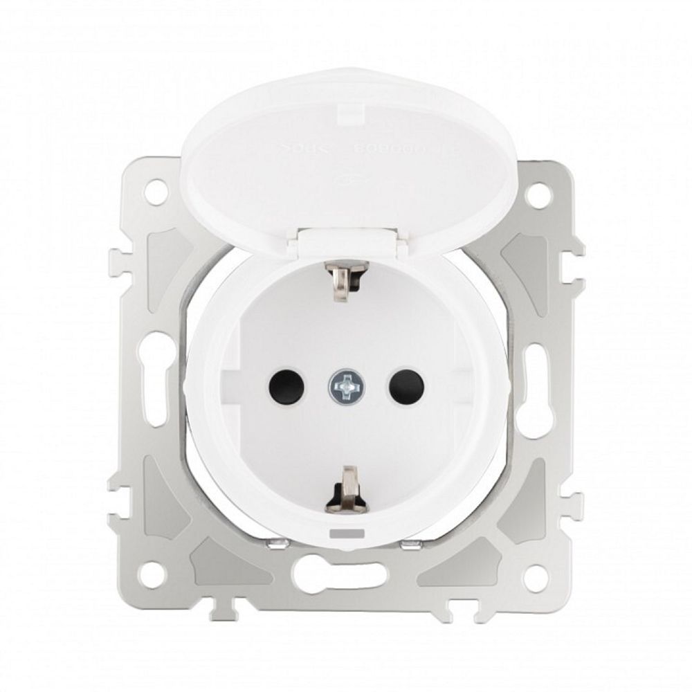Розетка с заземлением и со шторкой, без рамки с крышкой Arte Milano am-202 202.41-1.white