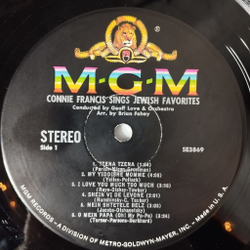 Винтажная виниловая пластинка LP Connie Francis With Geoff Love And His Orchestra Sings Jewish Favorites (USA 1960)