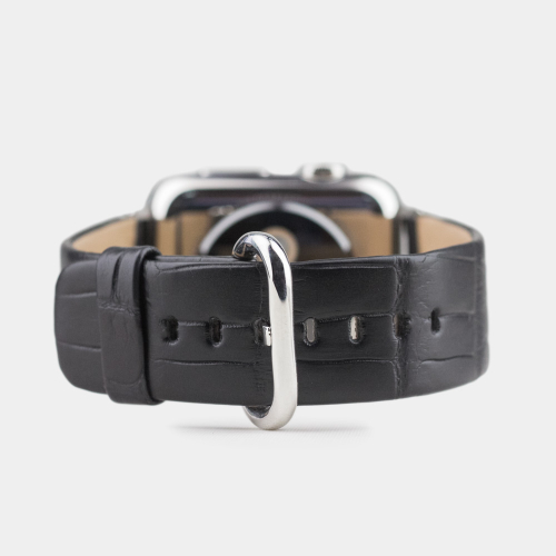 Ремешок для Apple Watch 40/41/42 mm из кожи крокодила, черного цвета