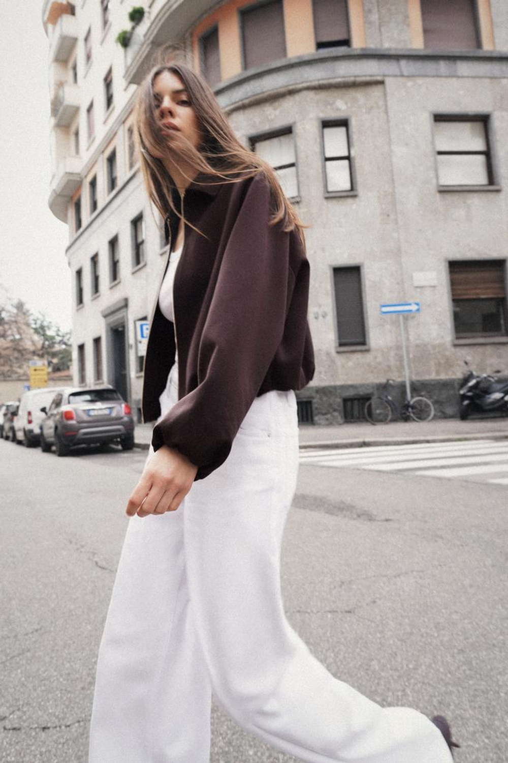 ZARA КУРТКА С ЗАСТЕЖКОЙ-МОЛНИЕЙ, КОРИЧНЕВЫЙ