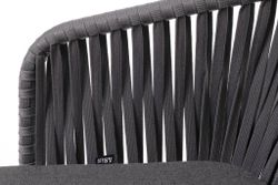 "Бордо" стул плетеный из роупа, каркас алюминий темно-серый (RAL7024) муар, роуп серый 15мм, ткань темно-серая 027