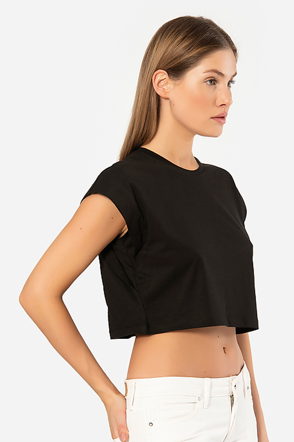 Футболка женская кроп черный