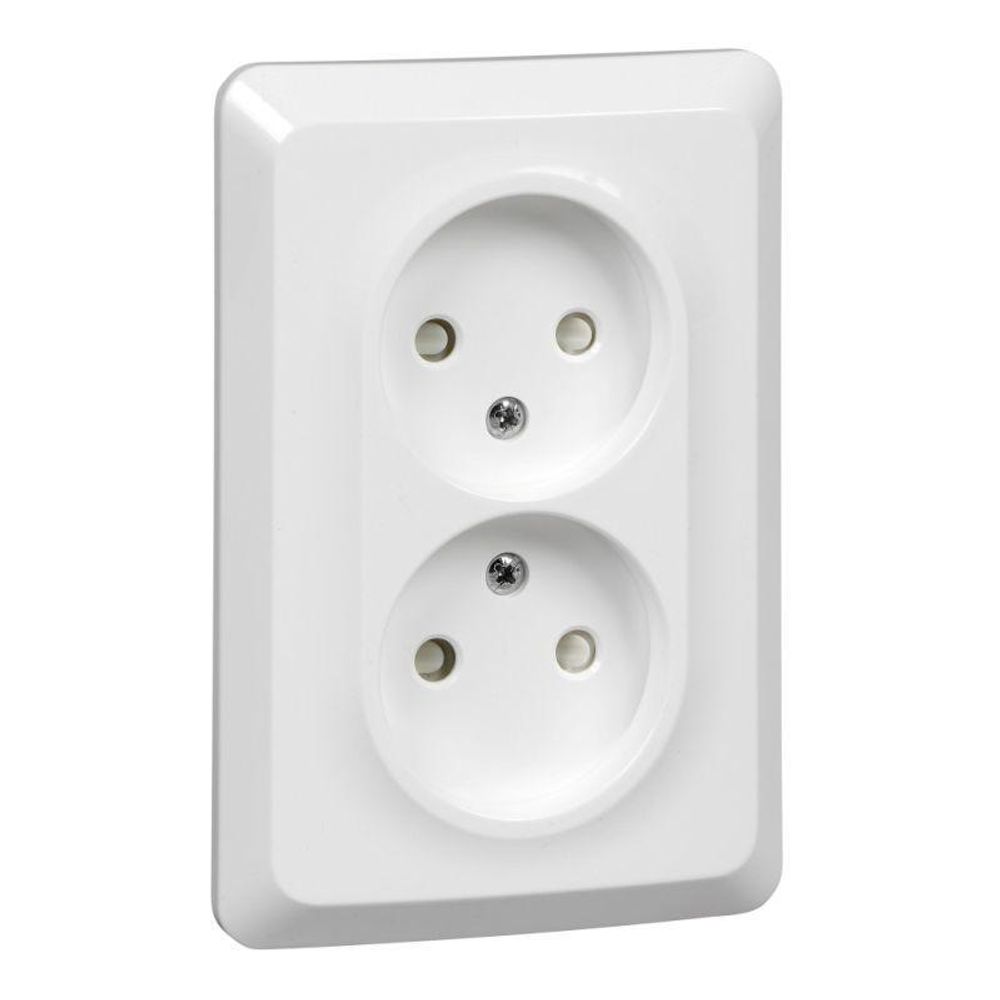 Розетка 2-м СП Этюд 16А IP20 250В без заземл. защ. шторки бел. SE PC16-106B Розетка 2-м СП Этюд 16А IP20 250В без заземл. защ. шторки бел. SE PC16-106B