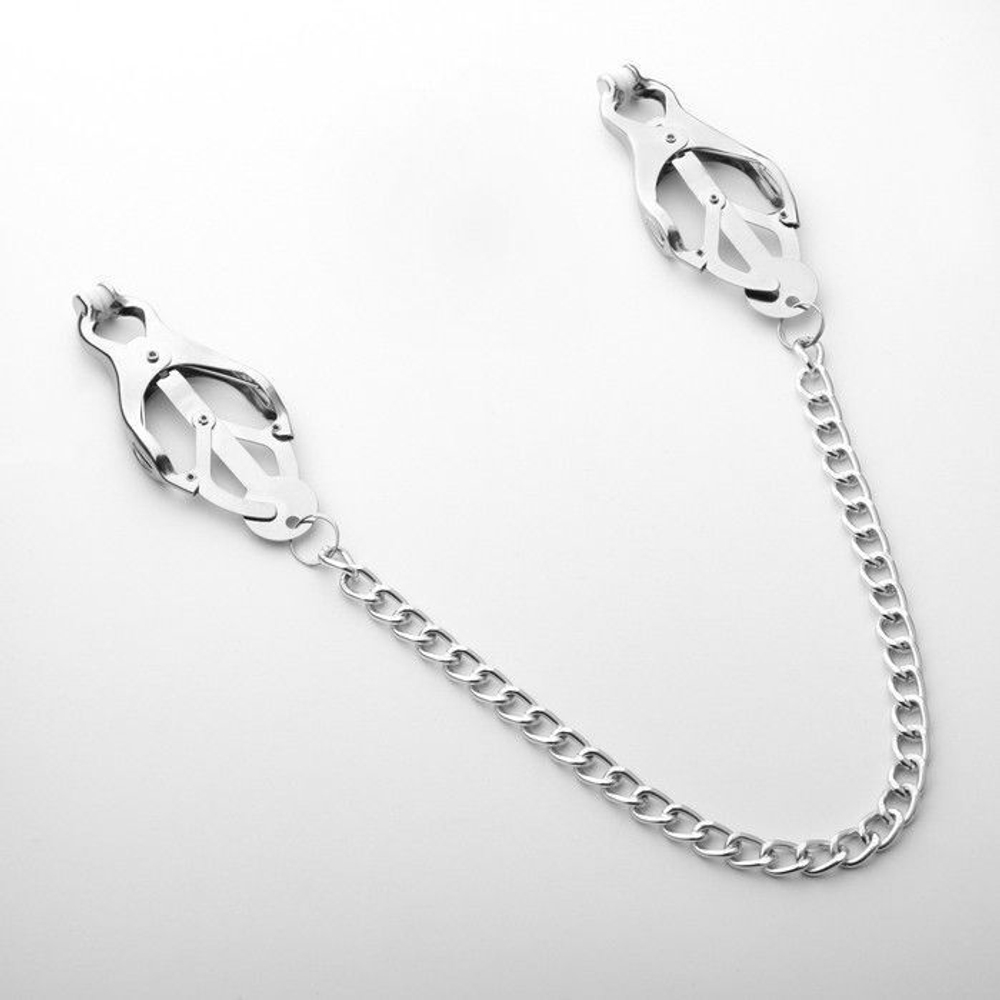 Серебристые зажимы для сосков с цепочкой (Цвет: серебристый)