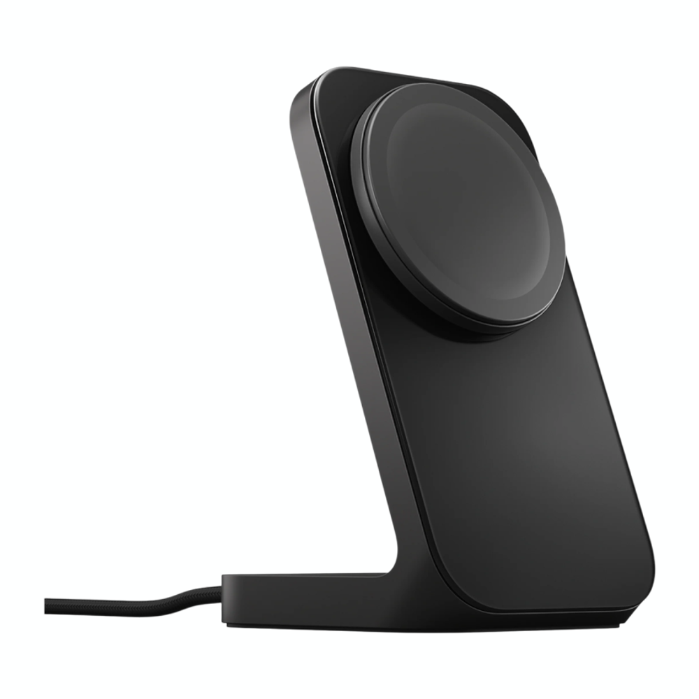 Зарядная станция MagSafe Nomad Stand One 2-го поколения для iPhone Беспроводная зарядка: Qi 15 Вт. Проводная зарядка: нет. Сертификация MFi. Отсутствует LED-индикация