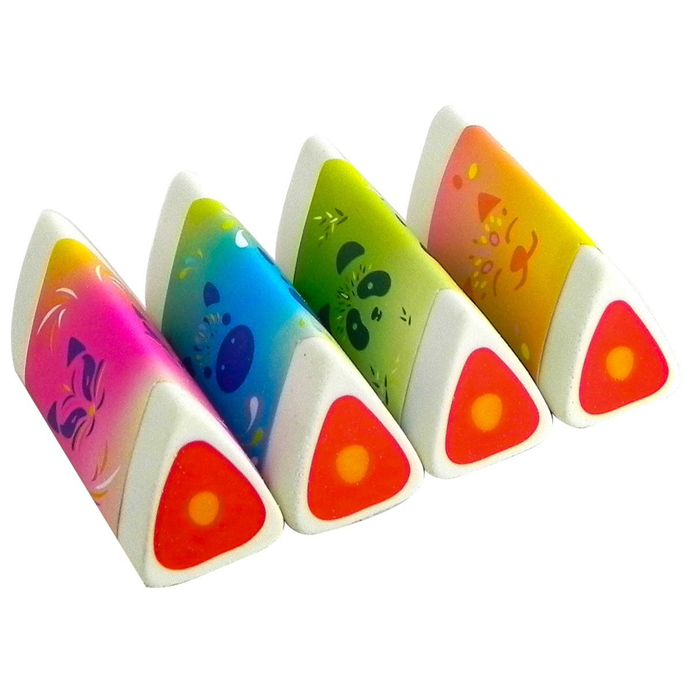 Ластик Yalong, синтетический каучук, трехгранный. цвет ассорти, 50*20*20 мм, картонна упаковка, "Маски животных"