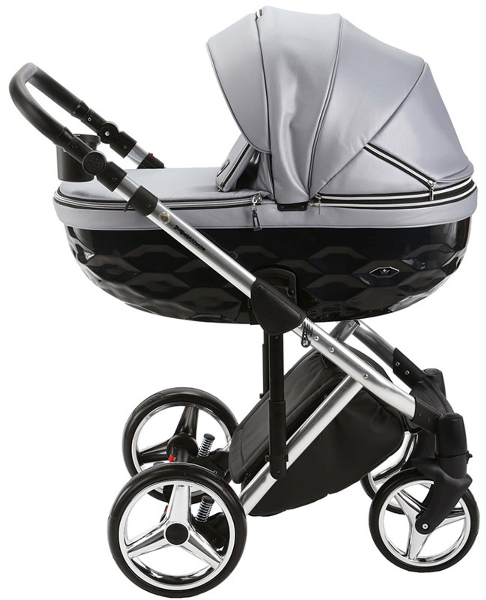Детская коляска Adamex Chantal Special Edition Deluxe 2 в 1 C102 (СЕР.ПЕРЛ.КОЖА ХРОМ.РАМА)