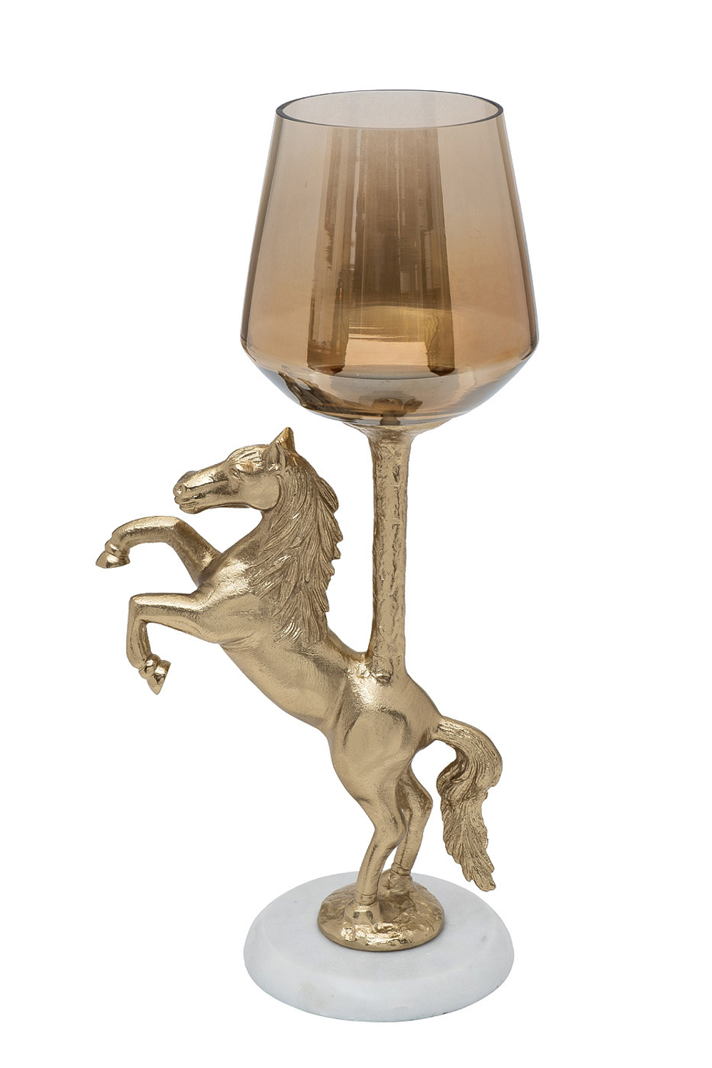Подсвечник декоративный 38.5см Garda Decor Horse позолоченный алюминий