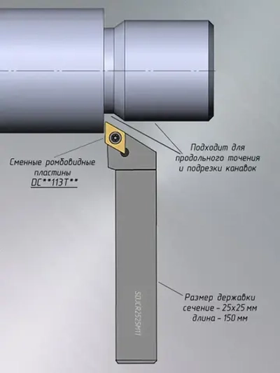 Токарный резец по металлу SDJCR2525M11 и пластины DCMT11T304
