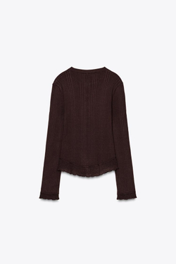 ZARA КАРДИГАН В РУБЧИК, ШОКОЛАДНЫЙ