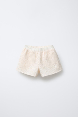 ZARA ШОРТЫ С КРУЖЕВОМ, ЭКРЮ