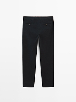 Massimo Dutti Зауженные брюки из хлопка, темно-синий