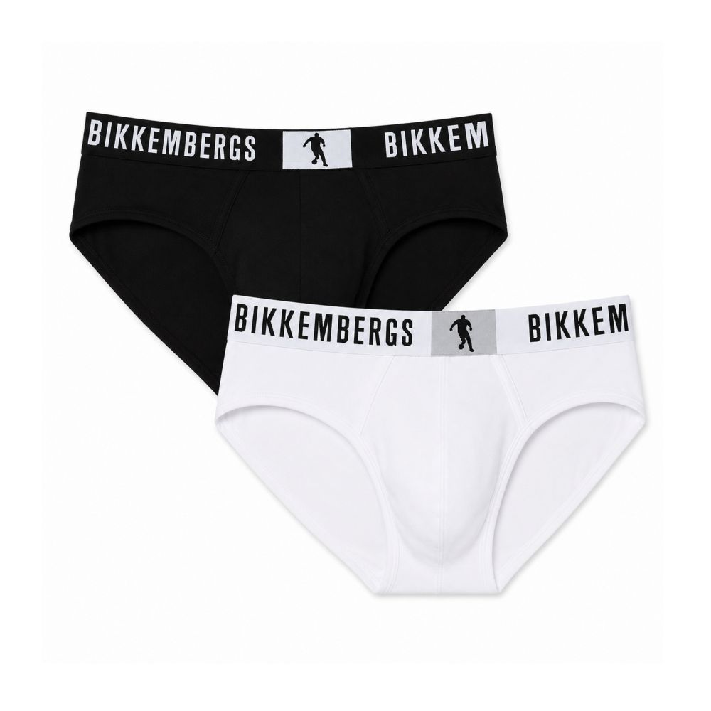Набор мужских трусов брифов 2в1 (черные, белые) Bikkembergs BKK42USP17BI
