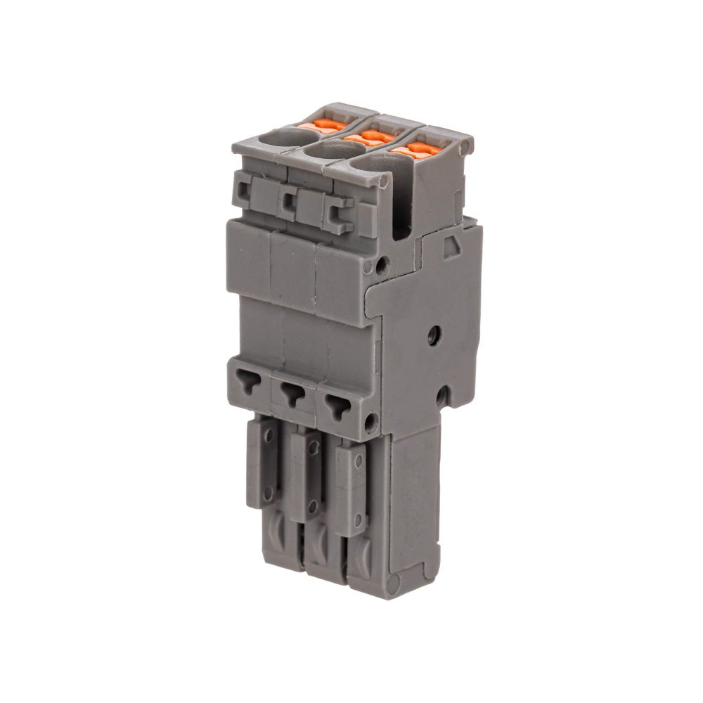 Штекер, зажим push-in, 3 точки подключения, 2.5 кв.мм, серый