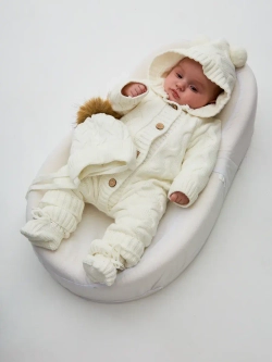 Комбинезон вязаный новорожденному утеплен мехом