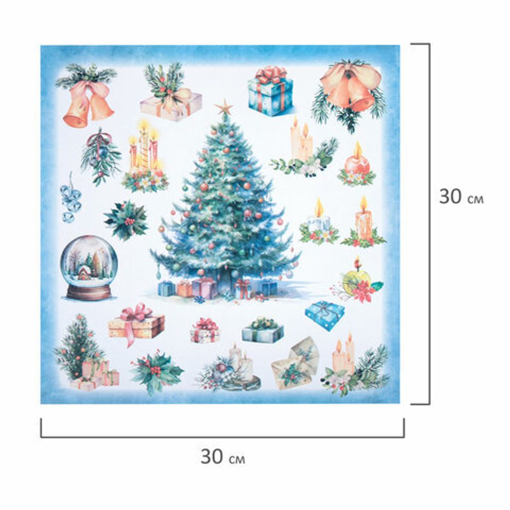 Бумага для скрапбукинга 30х30 см "Новогодний дизайн", двусторонняя, 12 листов, 180 г/м2, ОСТРОВ СОКРОВИЩ, 665438