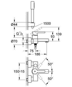 Смеситель для ванны и душа с душевым гарнитуром Grohe Lineare 33850000