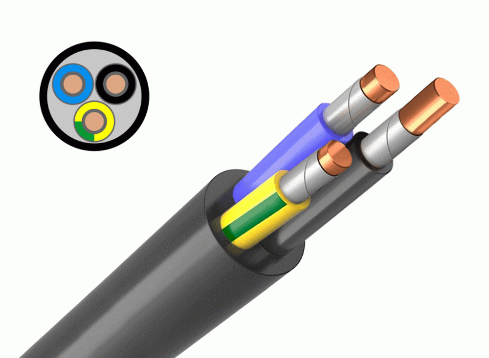 Кабель ВВГнг(А)-FRLS 3х6 ок(N, PE)-0,66 ГОСТ