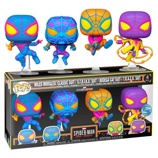 Фигурка Funko POP! Bobble Marvel Games Miles Morales (BLKLT) (Exc) 4PK 69140 / Фигурка Фанко ПОП! по мотивам компьютерной игры "Человек-паук", Человек-паук