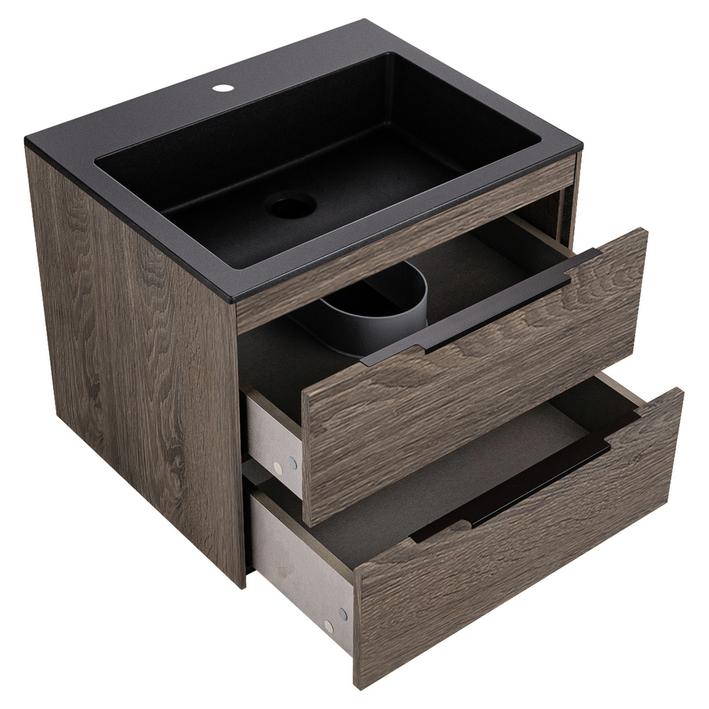 Тумба под раковину Vincea Chiara 2D 600 подвесная, 2 выкатных ящика soft-close, R.Oak